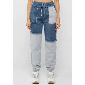 Maniere De Voir Denim Patch Joggers